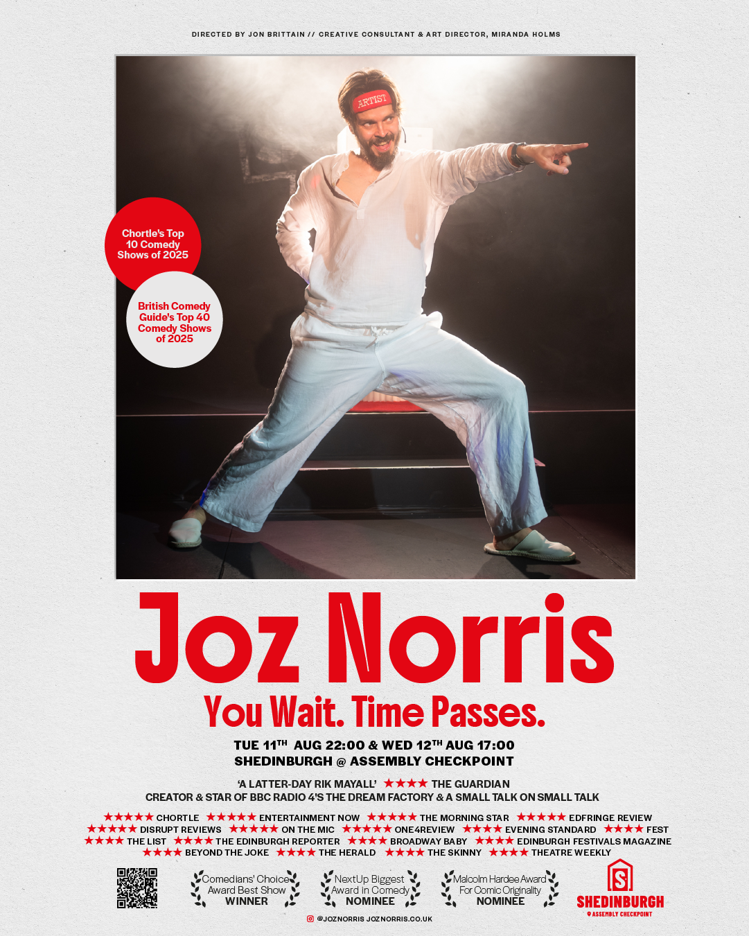 Updated You Wait. Time Passes. Poster for Shedinburgh Shows